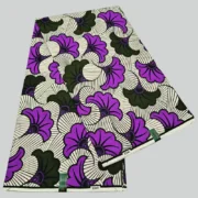 100% Cotton Dutch Wax Hollandaise Fabric Purple, Black and White