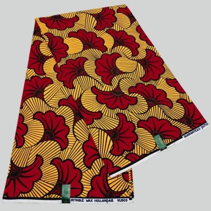 Red Dutch Wax Hollandaise Fabric | 100% Cotton African Textile