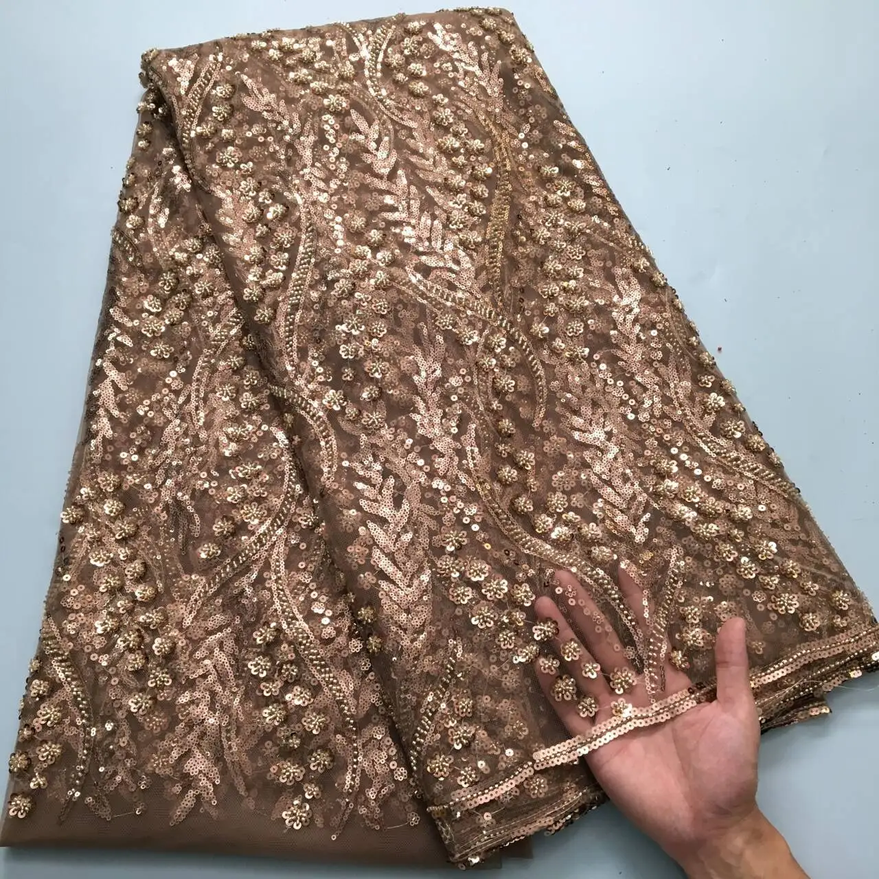 kf-S002915ab34f04215996b671ff595d4b6b Golden French Mesh Bridal Lace Fabric - Image 1