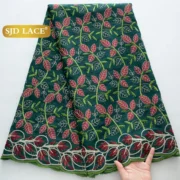 SJD LACE Swiss Voile African Cotton Lace Fabric 2025 High Quality 5 Yards Nigerian Cotton Lace for Sewing Women Party Dress 4460
