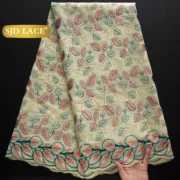 SJD LACE Swiss Voile African Cotton Lace Fabric 2025 High Quality 5 Yards Nigerian Cotton Lace for Sewing Women Party Dress 4460