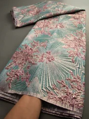 Hot Sale African Brocade Lace Fabrics High Quality 2025 Nigerian Jacquard Lace Fabric Sewing For Evening Prom Women Dresses 3466 - Image 3