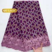 SJD LACE Swiss Voile African Cotton Lace Fabric 2025 High Quality 5 Yards Nigerian Cotton Lace for Sewing Women Party Dress 4460