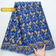 SJD LACE Swiss Voile African Cotton Lace Fabric 2025 High Quality 5 Yards Nigerian Cotton Lace for Sewing Women Party Dress 4460