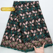 SJD LACE Swiss Voile African Cotton Lace Fabric 2025 High Quality 5 Yards Nigerian Cotton Lace for Sewing Women Party Dress 4460