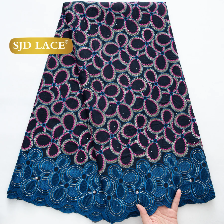 kf-S9a732656153843e4910019c974cd3590E SJD LACE Swiss Voile African Cotton Lace Fabric 2025 High Quality 5 Yards Nigerian Cotton Lace for Sewing Women Party Dress 4460 - Image 1