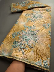 Hot Sale African Brocade Lace Fabrics High Quality 2025 Nigerian Jacquard Lace Fabric Sewing For Evening Prom Women Dresses 3466 - Image 4